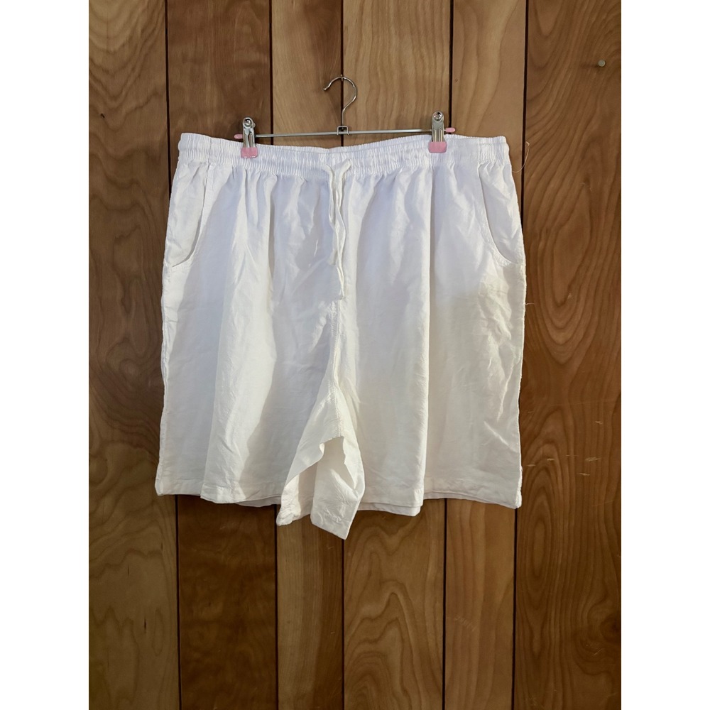 Raglan USA White Cotton Drawstring Shorts Womens Large Seersucker Textured‎ 3X